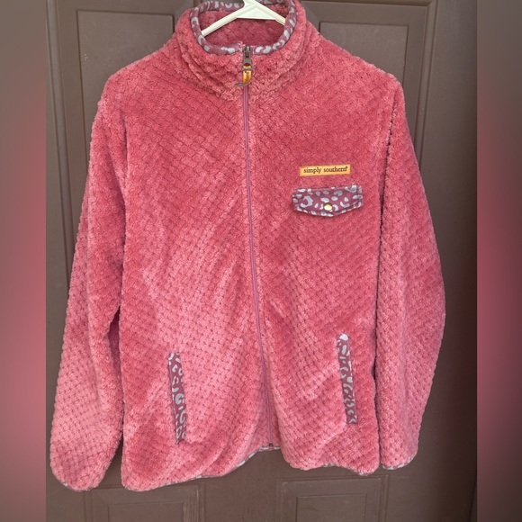 Simply Southern Women Jacket NEW Small Fluffy Soft Full‎ zip Pink Sherpa Fleece - Picture 1 of 7